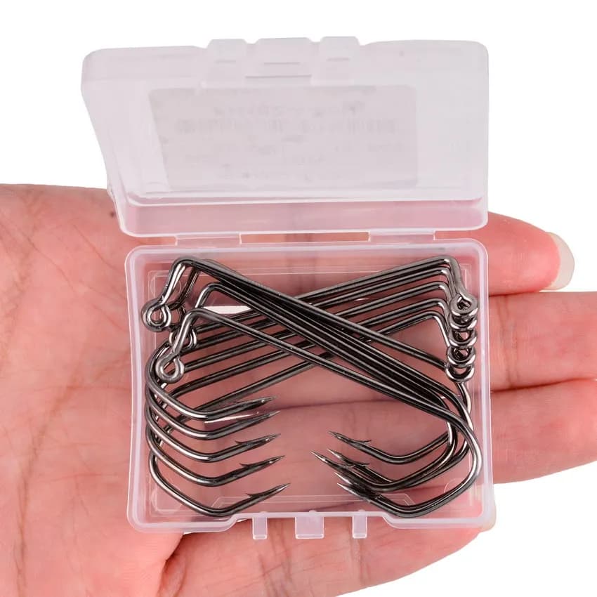 10pcs/box Fishhooks 90° Crank Fishing Hooks 1/0-6/0# High Carbon Steel Black Nickle Pesca Fishing Hook Tackle Box