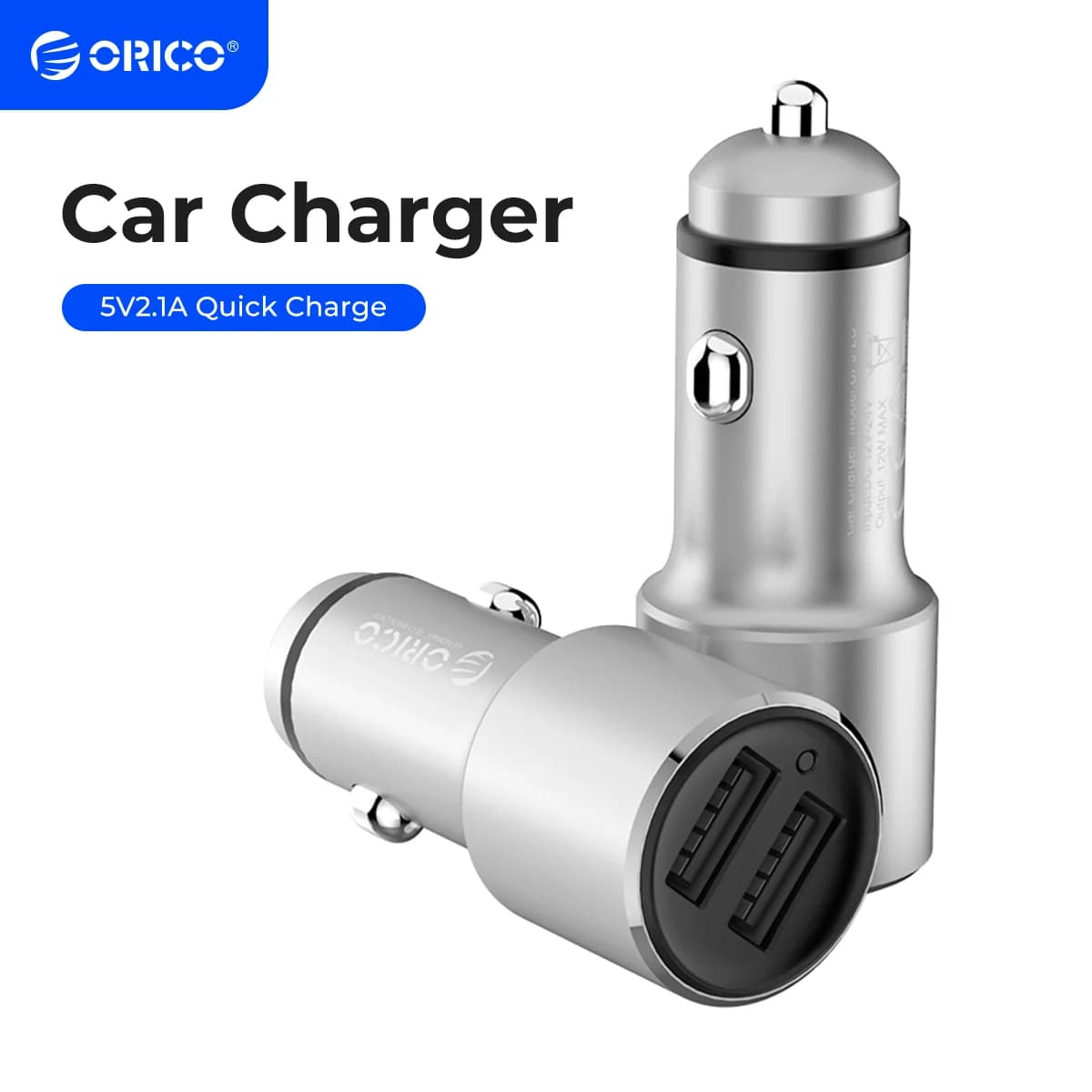 ORICO 12W caricabatterie universale per auto caricabatterie per telefono da viaggio Dual Mini caricabatteria per auto adattatore per presa di corrente Splitter per accendisigari