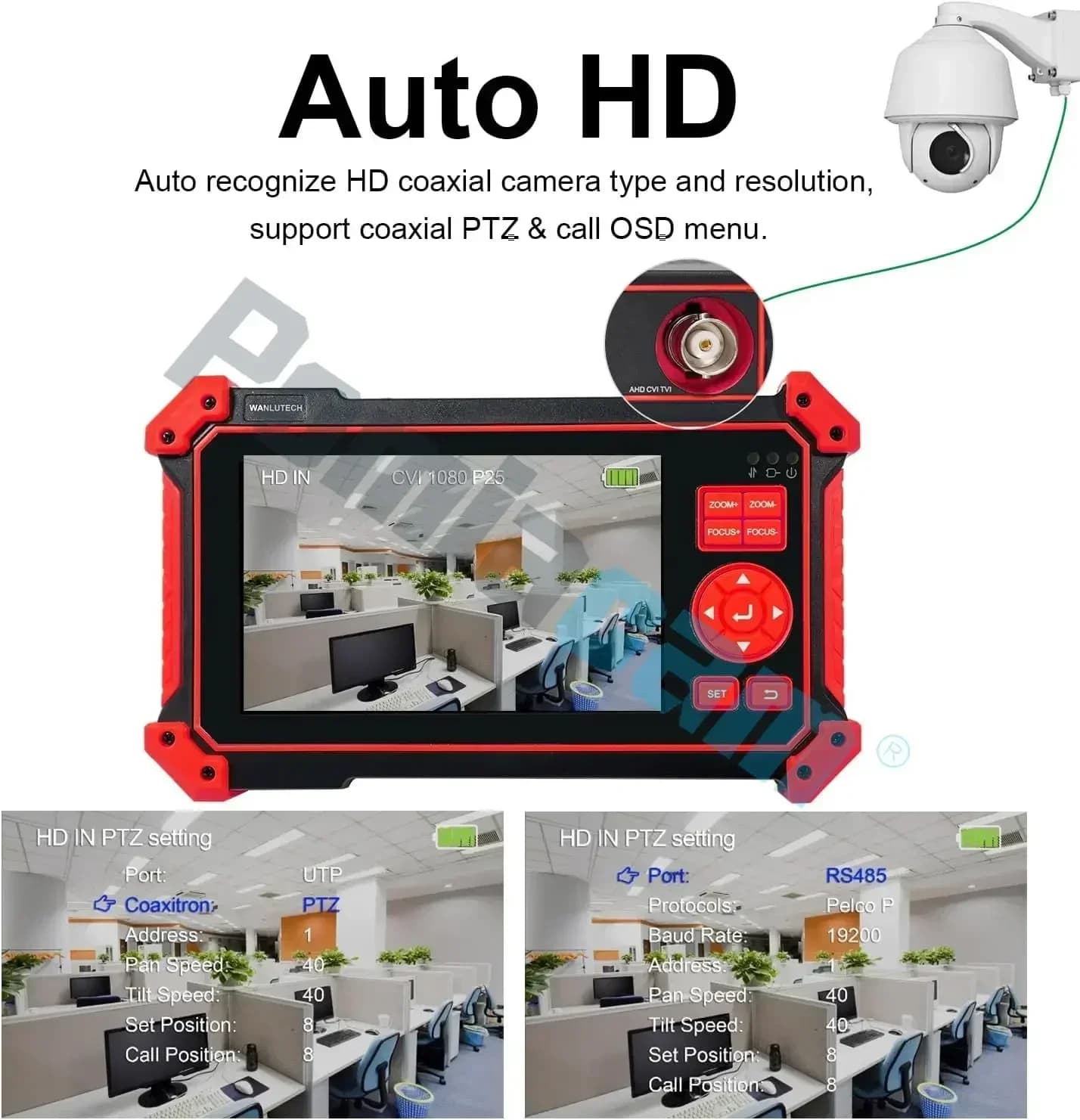 HD-2950 Tester Monitor CVBS 8MP AHD/CVI/TVI Camera Tester 4 in 1 CCTV 5 Inch Monitor Support PTZ Audio VGA HDMI Cable Tester