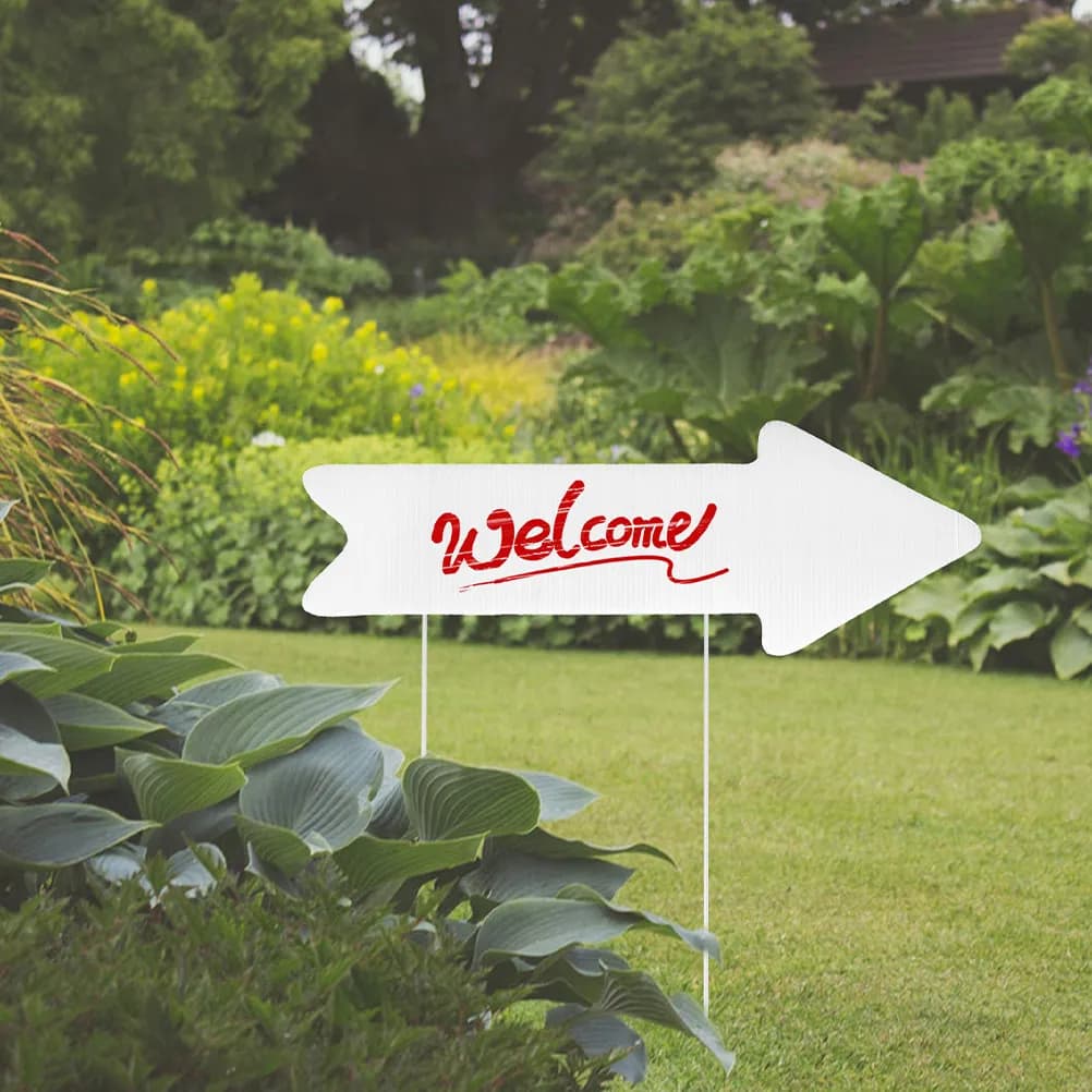 2Pcs Blank Yard Sign Corrugated Plastic Arrow Stake Easy Install Lawn Wedding Party Directional Outdoor Garden Decor Writable