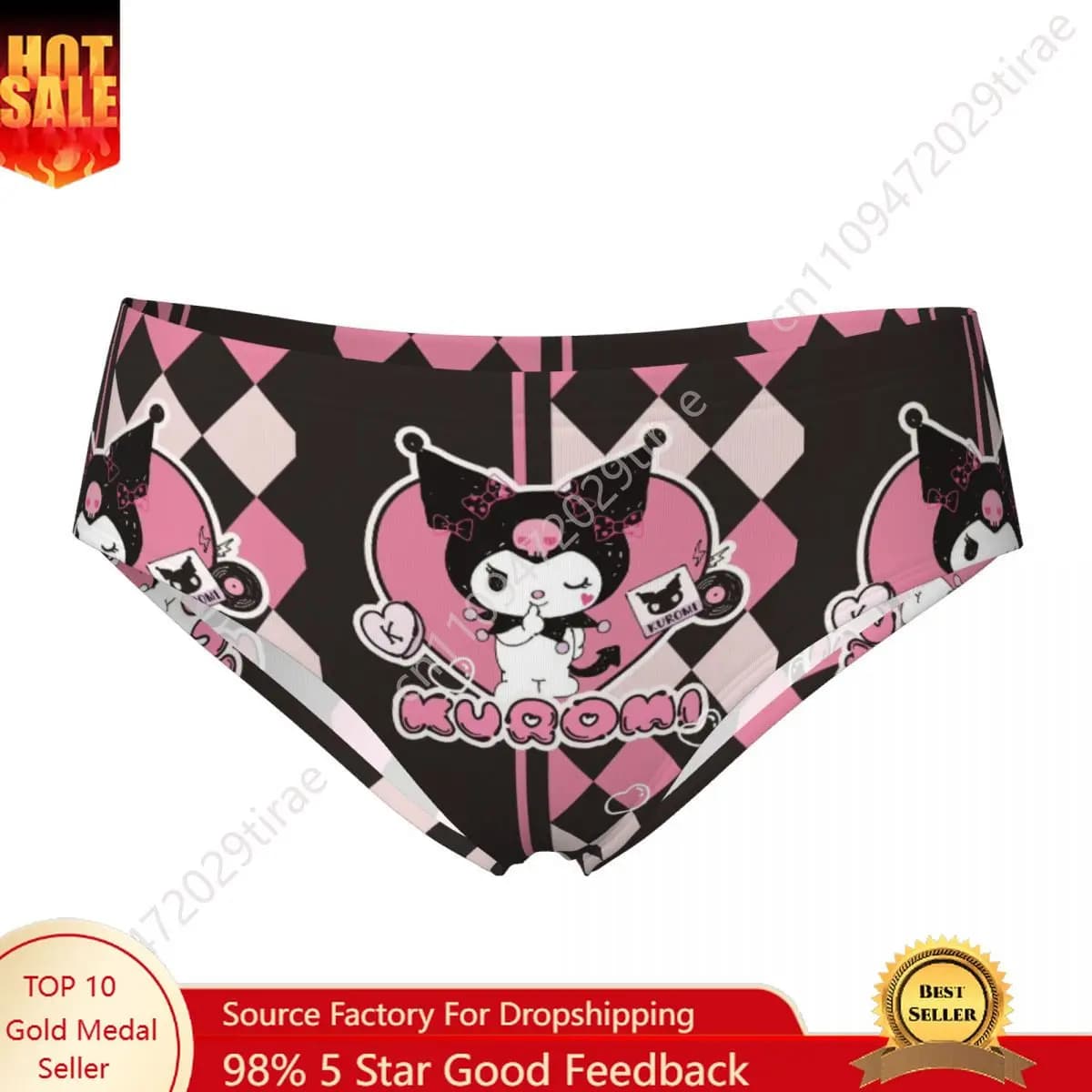 Kuromi Women's Briefs Cute Cartoon Underwear Panties Novelty Soft Underpants for Female Plus Size