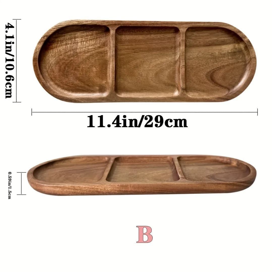 Vassoio a Griglia in Legno di Acacia, Vassoio per Frutta Secca e Snack, Vassoio per Caramelle, Vassoio per Hotel e Ristoranti