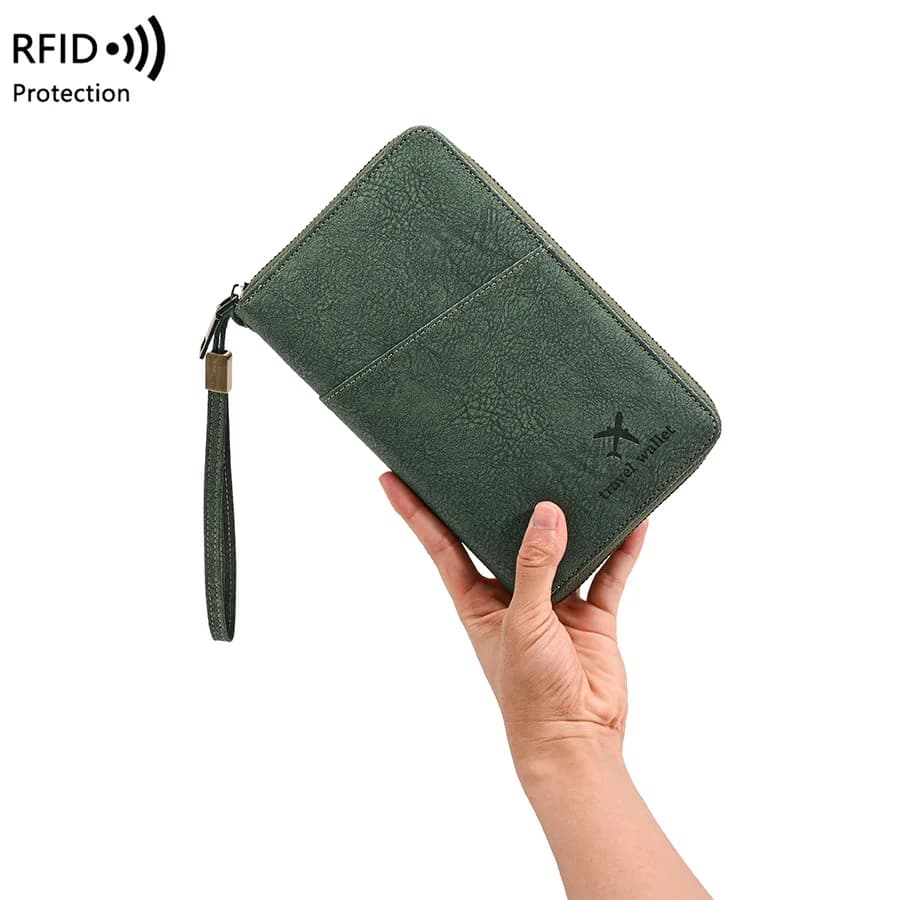 RFID Blocking Passport Holder Multi-Functional Travel Document Organizer Ticket Storage Bag Wallet for Multiple Passports