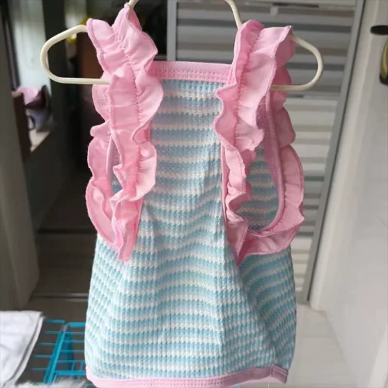 Candy Style Pet Clothes Striped Teddy Strap Summer Thin Design Teddy Vest breathable T-shirt for Small Dogs
