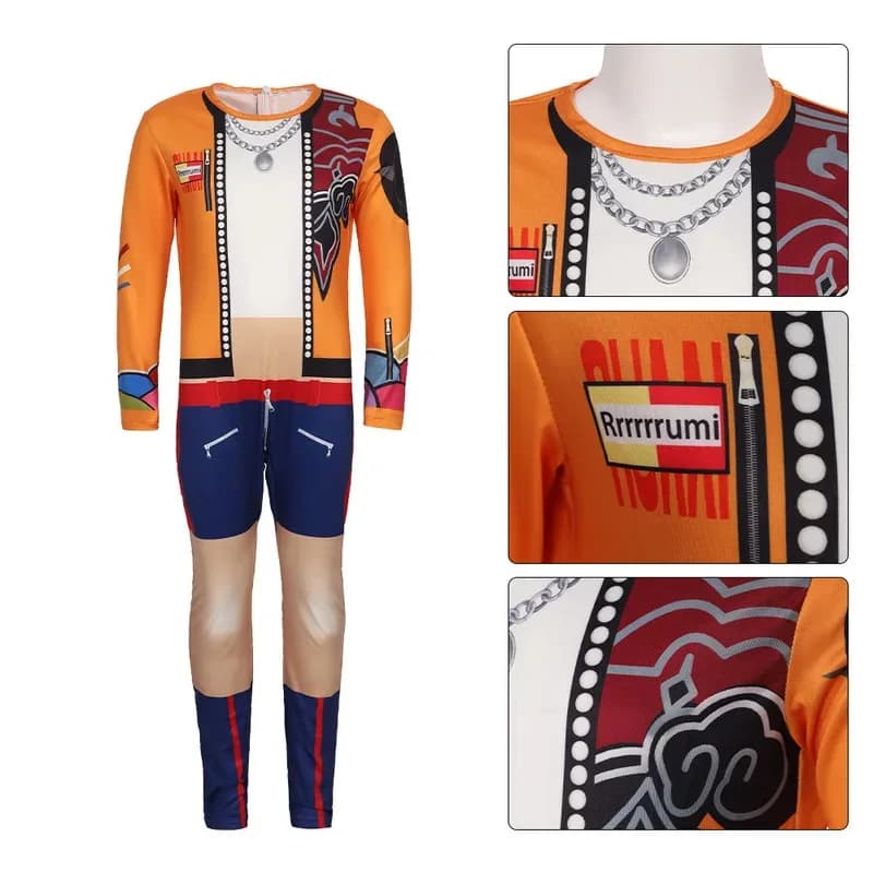 Cosplay Anime Rumi Zoey Leite Silk Jumpsuit Suit Costume Set for Children Halloween Carnival Role Play Party for Girls