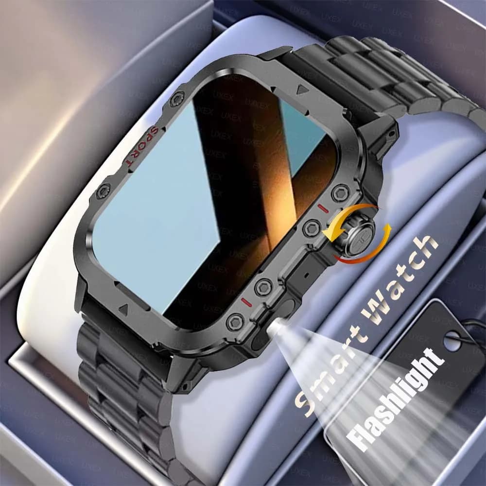 Nuovi Arrivi: Smartwatch da Uomo con Schermo LED da 1,44 Pollici, Torcia, Chiamate Bluetooth, Monitoraggio della Salute e Funzioni Sportive