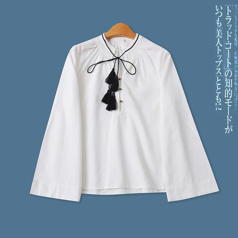 Summer New Women's Fashionable Versatile Loose Long Sleeve Shirt with Belt Tunic Top Breathable Comfortable Casual Wear