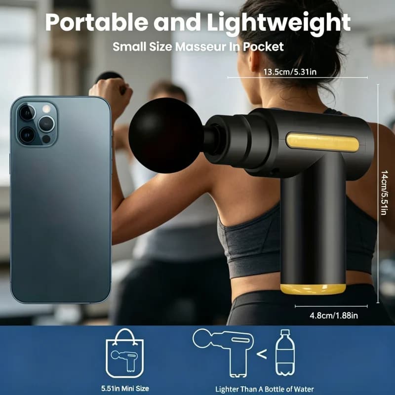 Portable Handheld Fascia Gun USB Charging Tapping Massager for Body Back Neck Leg 6 Levels of Intensity