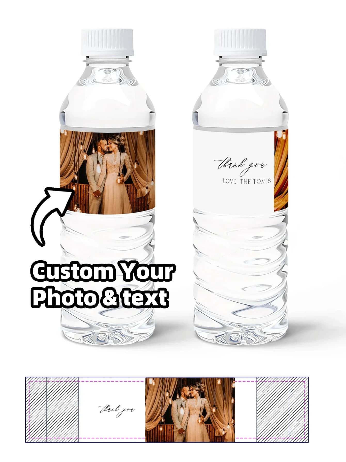 1 ~ 20 pezzi etichetta personalizzata per bottiglia d'acqua con foto-3 stili, etichette per celebrazione personalizzate 21 * 5 cm, adesivi con nome sigillo per bottiglia d'acqua fai da te