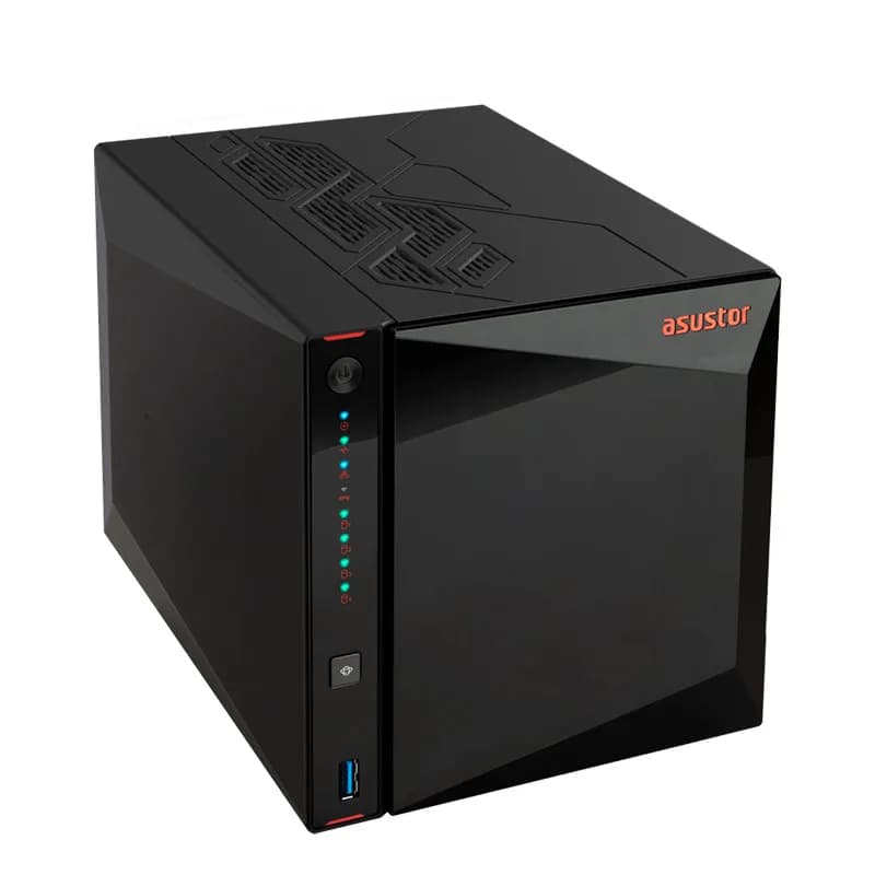 Asustor AS5404T NAS a 4 Bay con CPU Intel Quad-Core 2GHz, 4 Slot M.2 NVMe SSD, 2 Porte 2.5G, 4G RAM DDR4, Storage di Rete Senza Dischi