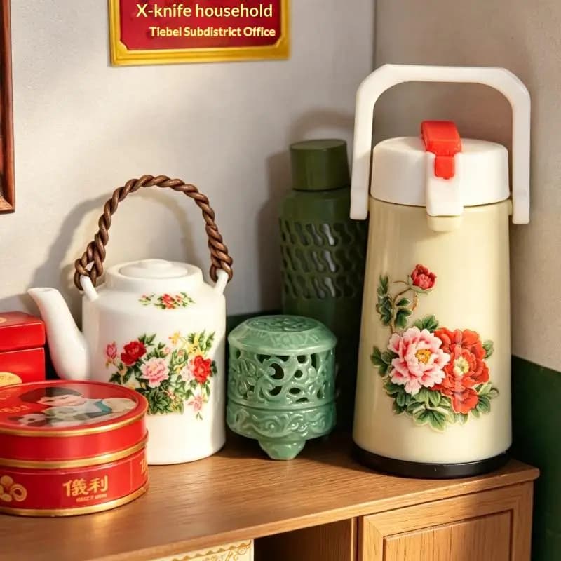 1/12 Mini Warm Water Bottle Thermos Model For Dollhouse Nostalgic Scene Decor