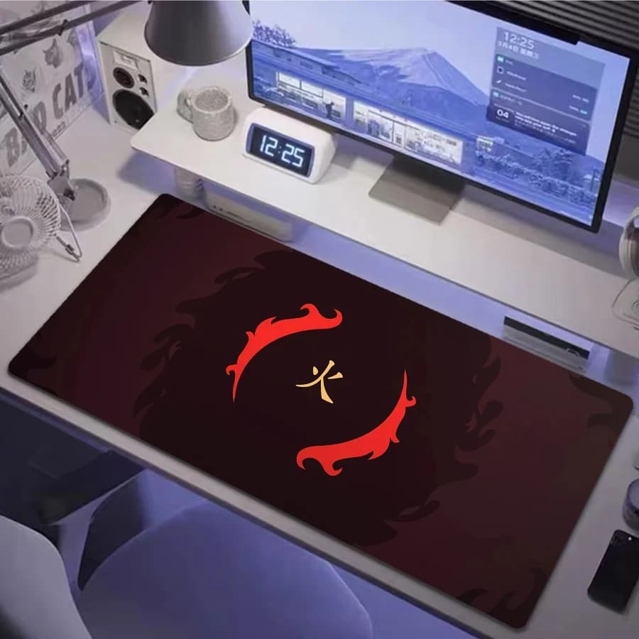 Tappetino per mouse da scrivania per computer, in gomma, antiscivolo, con drago di fuoco, tappetino per computer Kawaii, accessori per PC da gioco, tappetino per tastiera da gioco