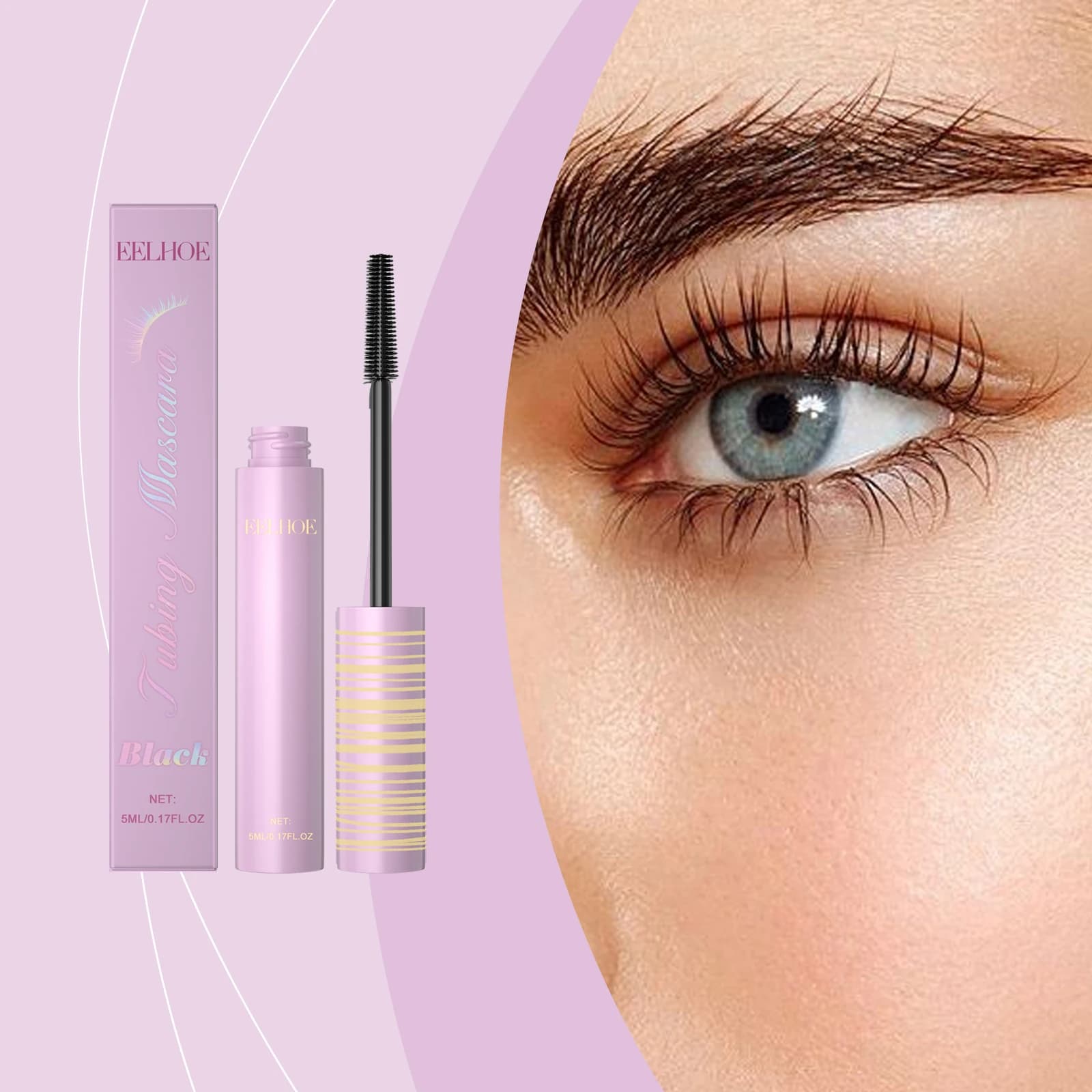 Black Mascara - Mascara for styling long-lasting lashes proof eyelashes, essential for make-up everyday natural volumizing eyes and for parties