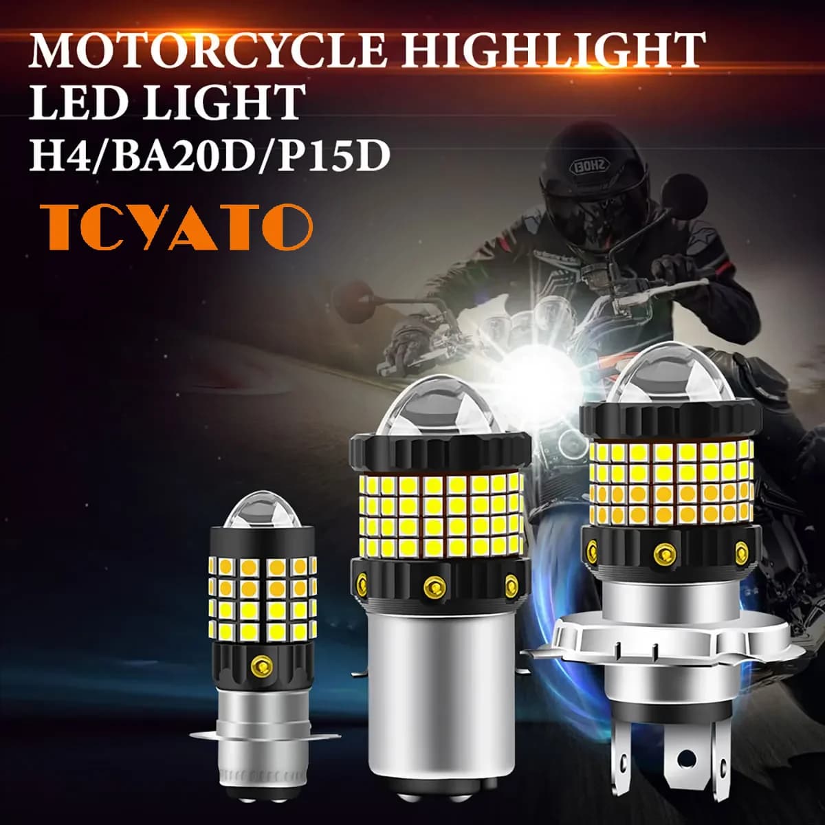 TCYATO Motorcycle LED headlights P15D PH7 yellow and white dual color motorcycle headlights 12-80v