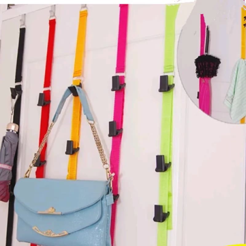 High Quality Multi-functional Adjustable Over Door Straps Hanger Hat Bag Coat Clothes Rack Organizer Hooks,Free Shipping.
