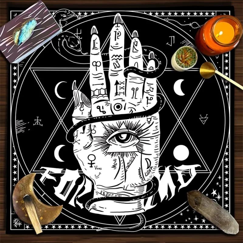 Tappeto per Tarocchi a 7 Carte, Telo per Altare, Tappetino per Lettura Tarocchi Fasi Lunari, Tovaglia per Divinazione, Decorazione Spirituale per Rituali di Stregoneria