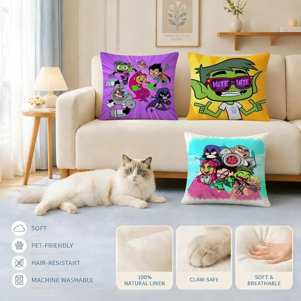 Fodere per cuscini Divano Adatte a gatti e cani Cartoon TeenS TitansS Go!S Fodere per cuscini Decorative per sedie 45x45 40x40