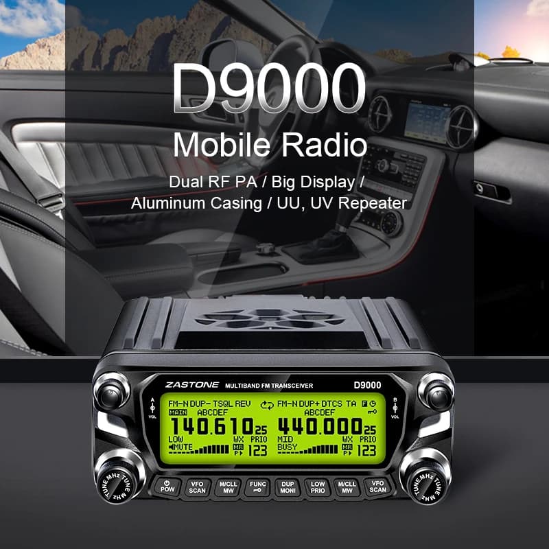 ZASTONE D9000 Walkie talkie per auto di tipo diviso 50W UHF VHF Stazione radio mobile dual-band HAM Mini Walkie-talkie per auto FM