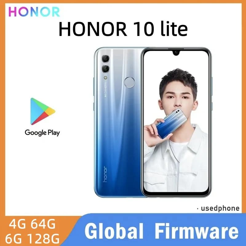 HONOR 10 Lite smartphone Global firmware 6.21-inch CPU HiSilicon Qilin 710 EMUI 9.0.1 used phone