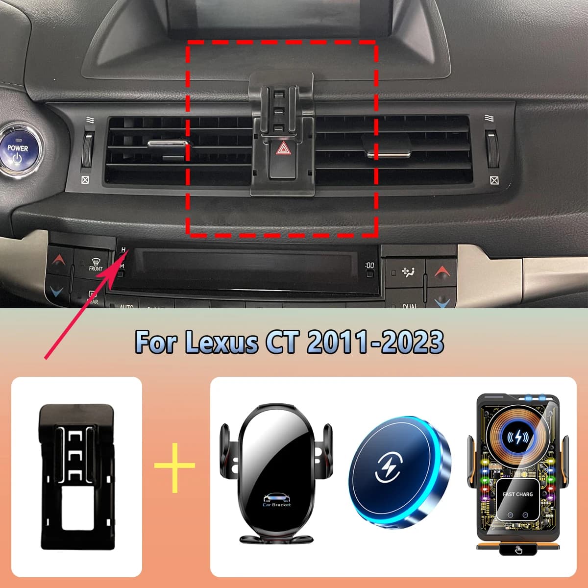 Supporto per telefono per auto presa d'aria per Lexus CT ct200h 2011 2012 2013-2023 telefono per auto con ricarica wireless magnetica per accessori per montaggio Magsafe