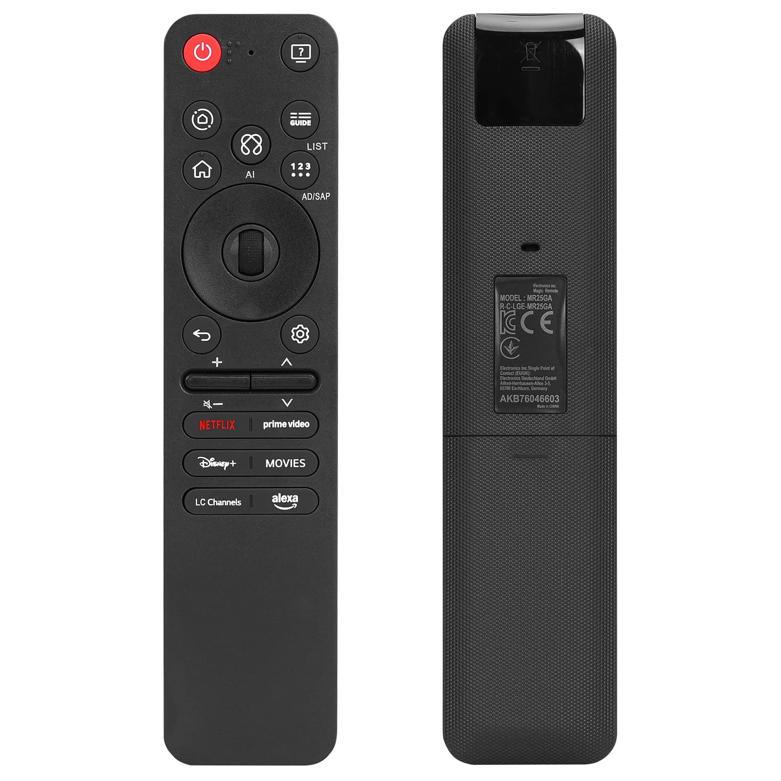 (No Voice) MR25GA Remote Control AKB76046603 For LG Smart OLED QNED TV Plug and Play With Streaming Hot Keys No Programming need