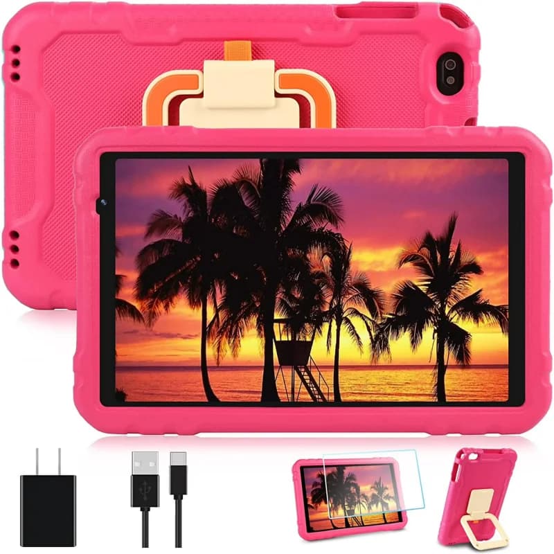Tablet Android 13 from 10.1 Children's wrists with Silicone Case, Type-C Door, Octa-Core Allwinner A523, Double Camera, 4GB RAM, 64GB ROM, WIFI