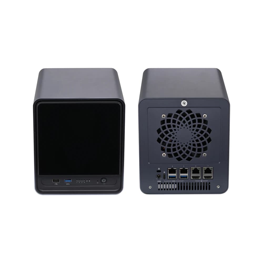 Q30952DS Diskless Dual DDR4 up to 64GB RAM 4 LAN 4 Bay Home NAS Storage Server With USB Type C
