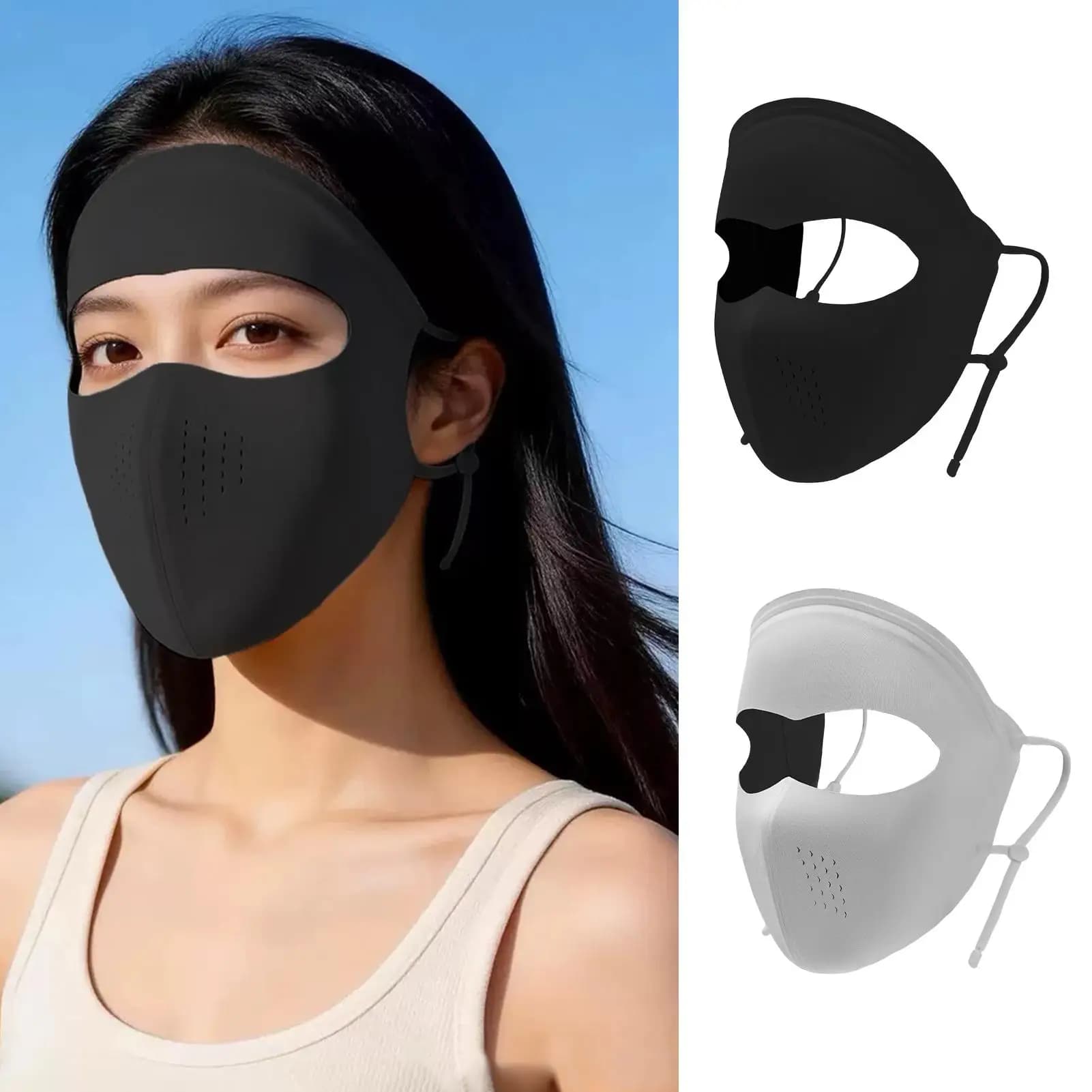 Maschera Protettiva Solare Estiva Anti-UV in Seta Ghiaccio per Viso Intero, Ideale per Golf, Ciclismo e Sport - Maschera Solare Anti-UV Senza Tracce