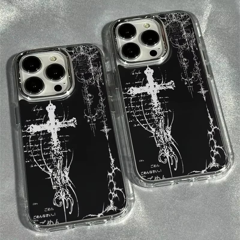 Dark Art Cross Frame Soft Phone Case for IPhone 17 16 Pro Max 15 14 13 12 11 XS X XR 7 8 Plus 16e SE2 Air Shockproof Cover