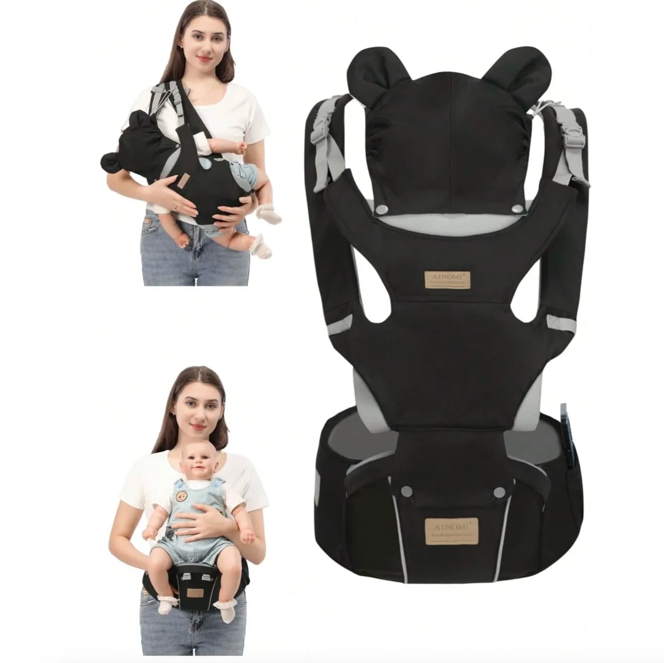 Marsupio per Neonati 6-in-1, da Neonato a Bambino con Seduta Ergonomica (Posizione M) per Bambini da 3-36 Mesi / 7-44 libbre, Regolabile