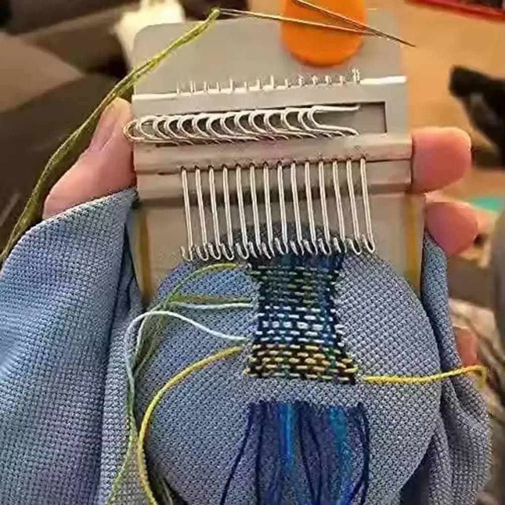 Wooden Frame Mini Loom Machine 12/14 Hook Mini Size Darning Machine Small Frame DIY Handcrafts Weaving Loom Kit Mending Socks