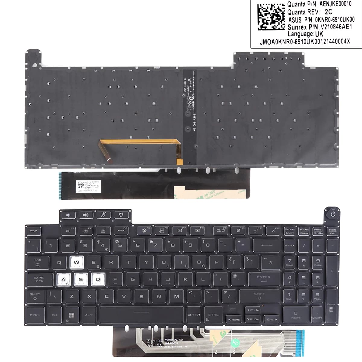 UK Portable Keyboard for ASUS TUF Gaming F15 F17 A17 FX507 FX507Z FA507 FA507R FX517 FX517Z FX707 FX707Z FA707 FA707R