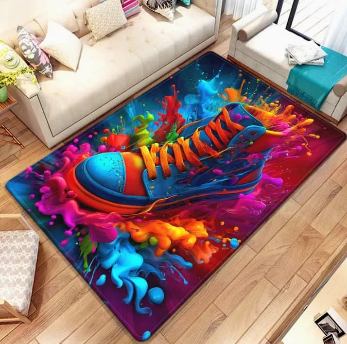 Colorful Sneaker Indoor Rugs Yoga Mat Non-Slip Bathroom Mats for Living Room Kitchen Sofa Table Entrance Carpet Outdoor Rug