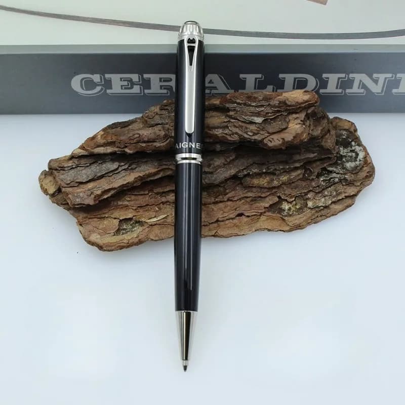 PENCHEN Penna Gel Girevole in Metallo Nera Ottone per Ufficio e Scuola, Penna a Sfera per Studenti, Cancelleria Kawaii