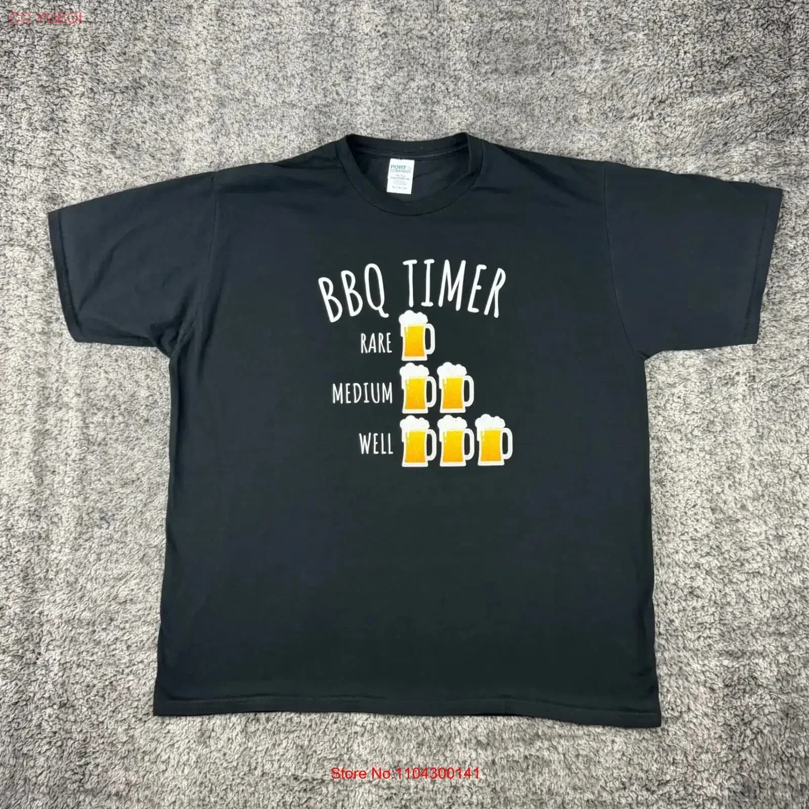 T-shirt XL da uomo con stampa BBQ Timer Rare Medium Well Beer Mug, nera, divertente, vintage, effetto lavato, morbida, unisex, comoda