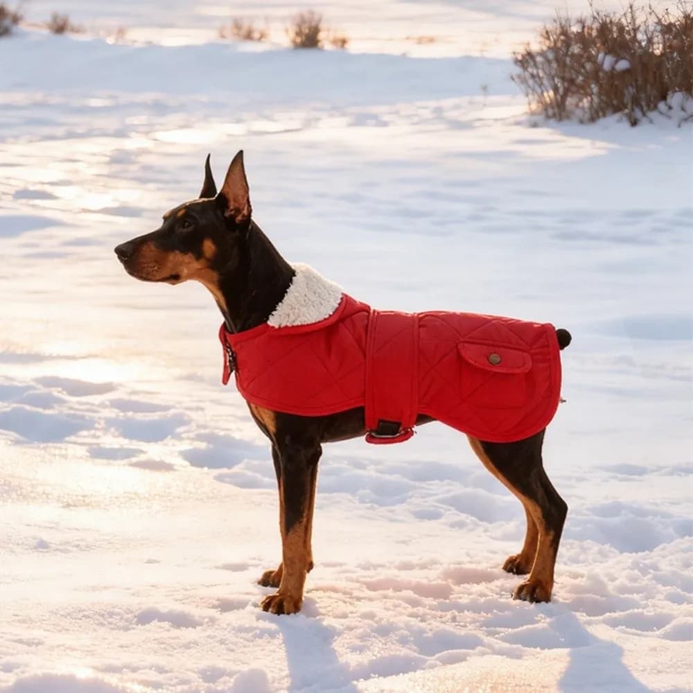 Completi per animali domestici Cappotto invernale per cani caldo Gilet per cani regolabile ispessito Giacca Collo alto Morbido pile Abbigliamento in cotone per animali Autunno Inverno
