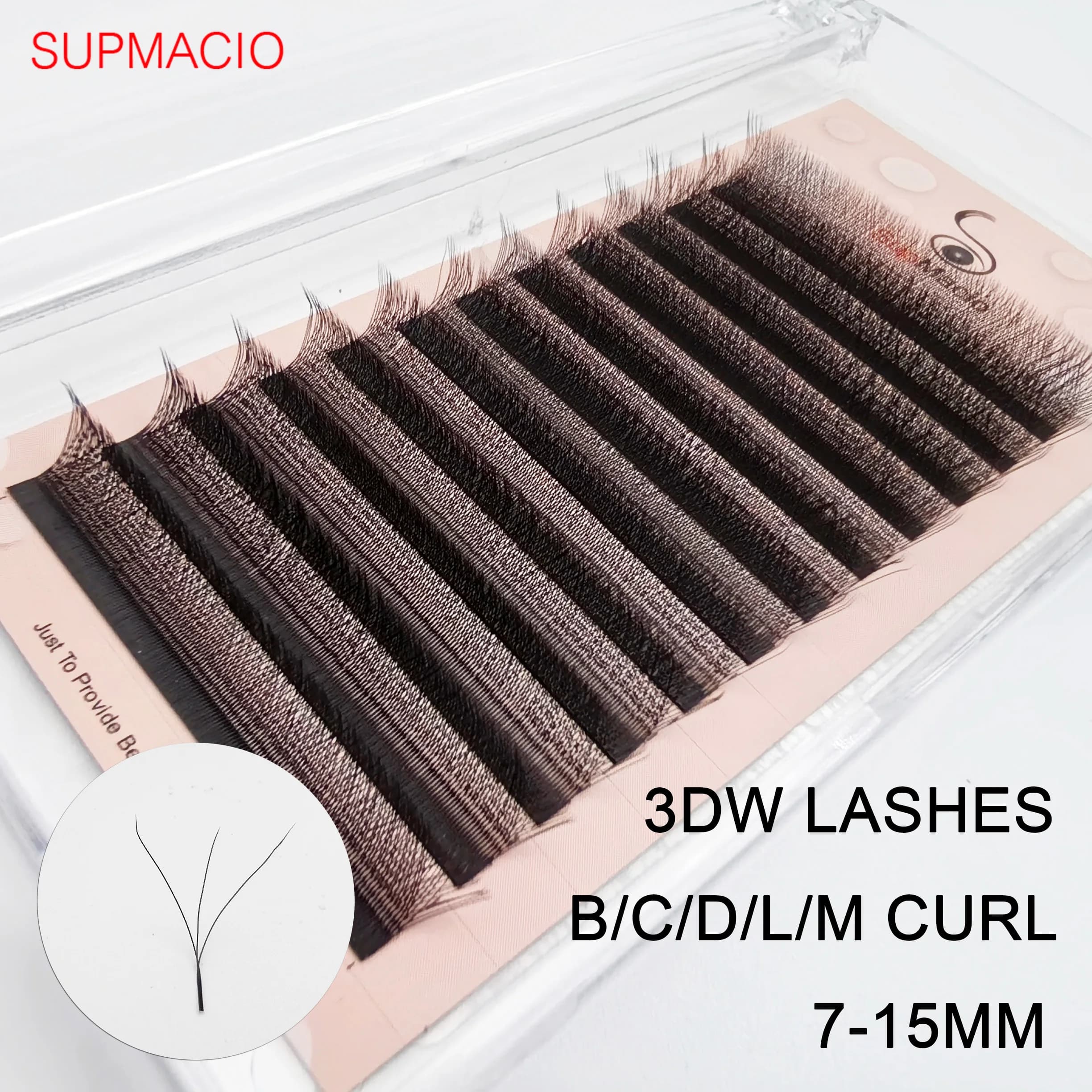 Estensione ciglia Supmacio 3d trifoglio w ciglia 7mm morbido C/D/L curl 7-13 mix fasci pronti cilios 3d w forma ciglia 7mm