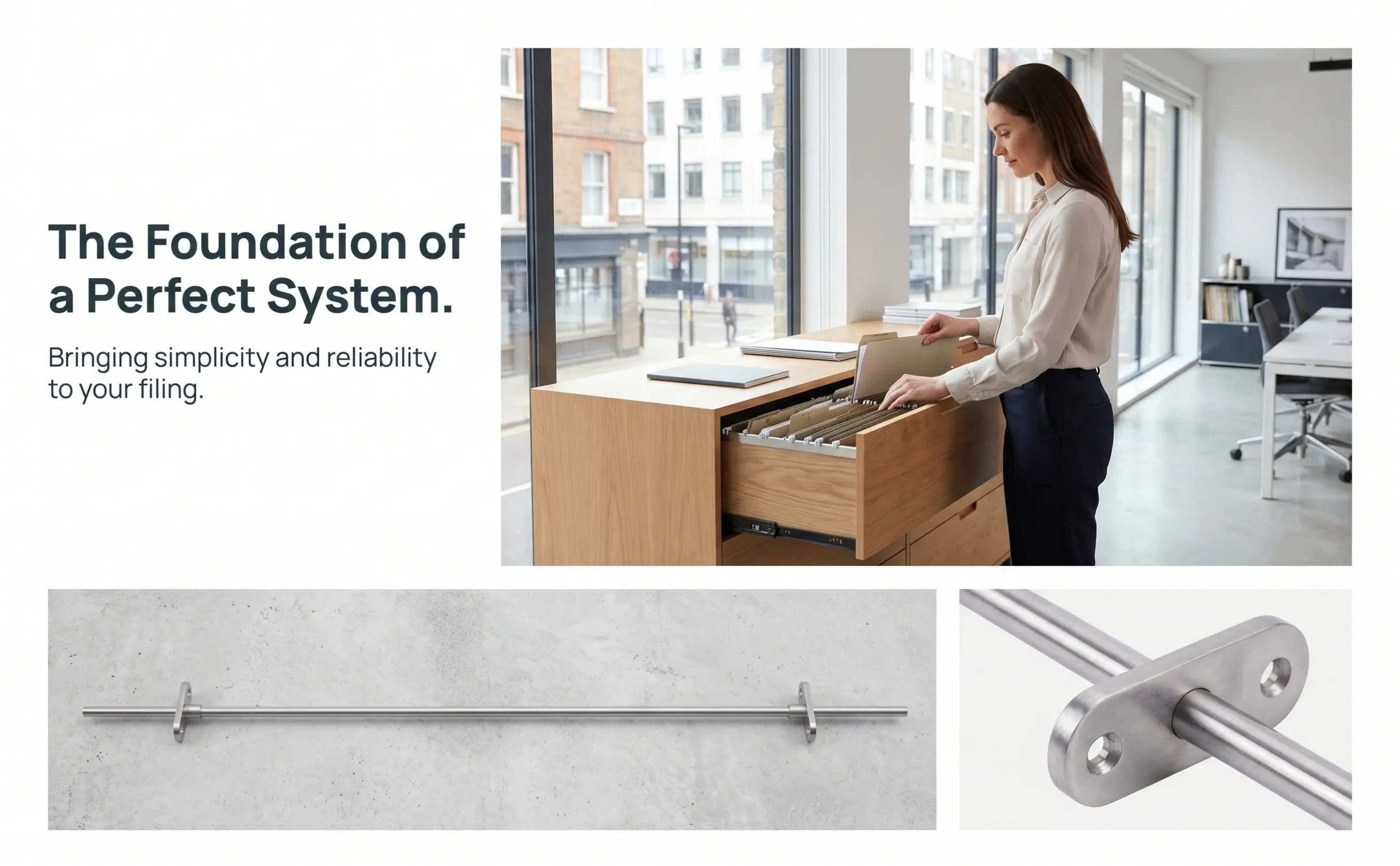 50Cm Stainless Steel Hanging File Folder Bar Heavy-Duty File Hang Bar Organizer Office Drawer Replacement Rails Hanging Rod