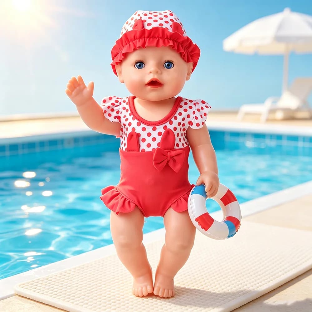 43cm Doll Swimsuit from the United States, Our Generation's 18 Inch Doll Swimsuit Set Includes Swimsuit, Swim Cap, and Doll Acce