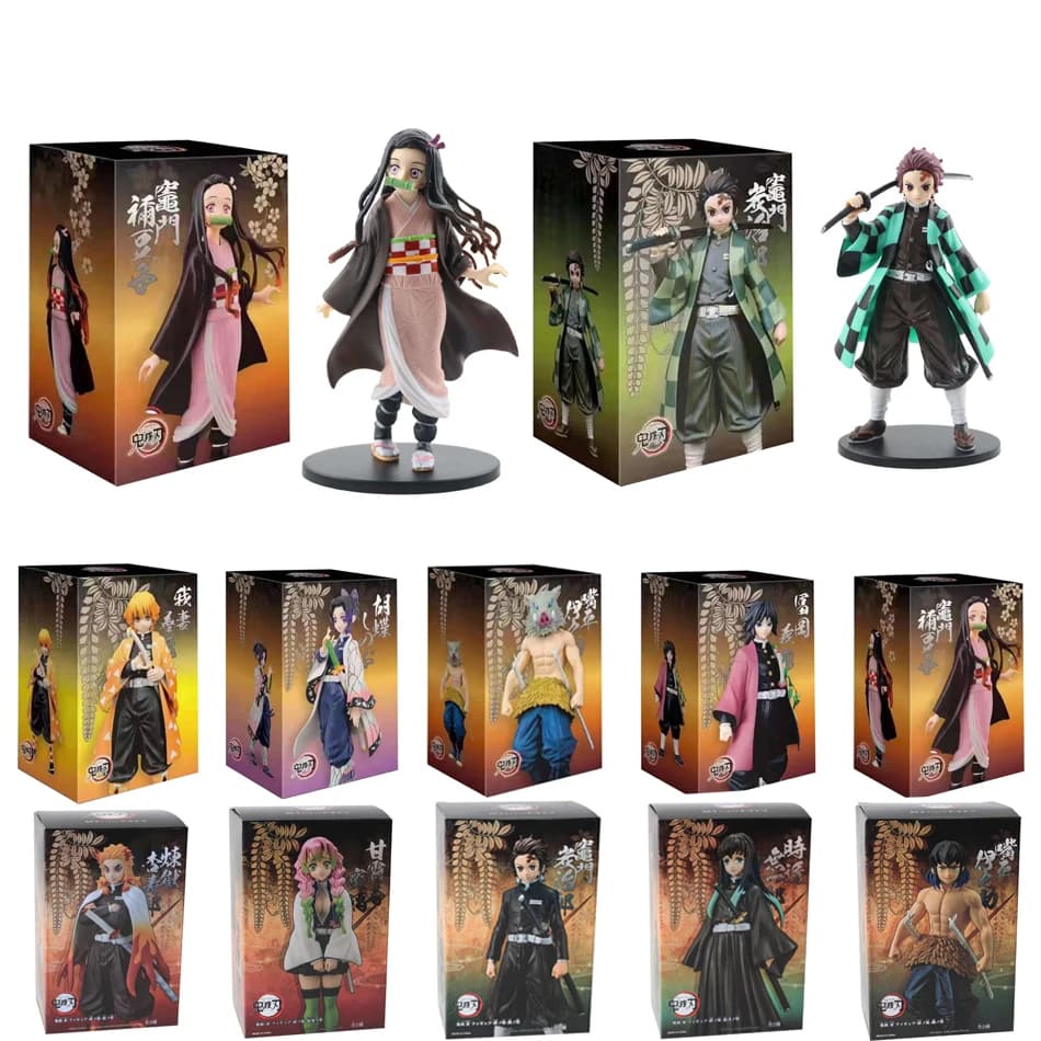 6PCS Anime Figure Demon Slayer Figures Kimetsu No Yaiba Doll Tanjiro Nezuko Zenitsu Figurine Warrior Action Figure Model Toys