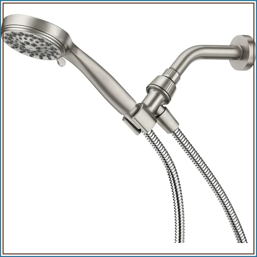 5-Setting Hand Held Shower Head, 2.5 GPM, Brushed Nickel, Spot Resist, High Pressure, Easy Clean Nozzles, Universal Fit