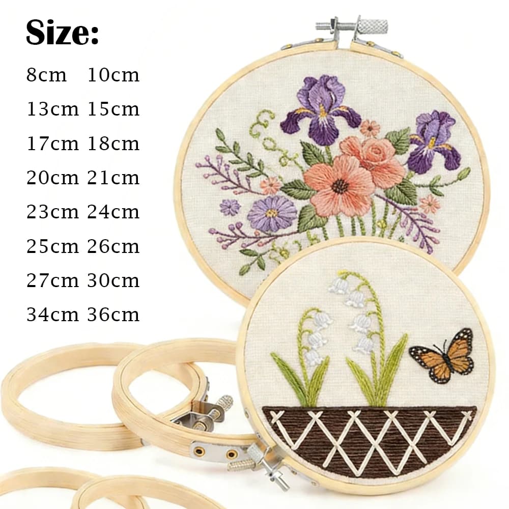 1-9Pcs 8-36cm Natural Wood Embroidery Hoops, Adjustable Cross Stitch Rings for Macrame Dreamcatcher, Boho Wall Decor & Party