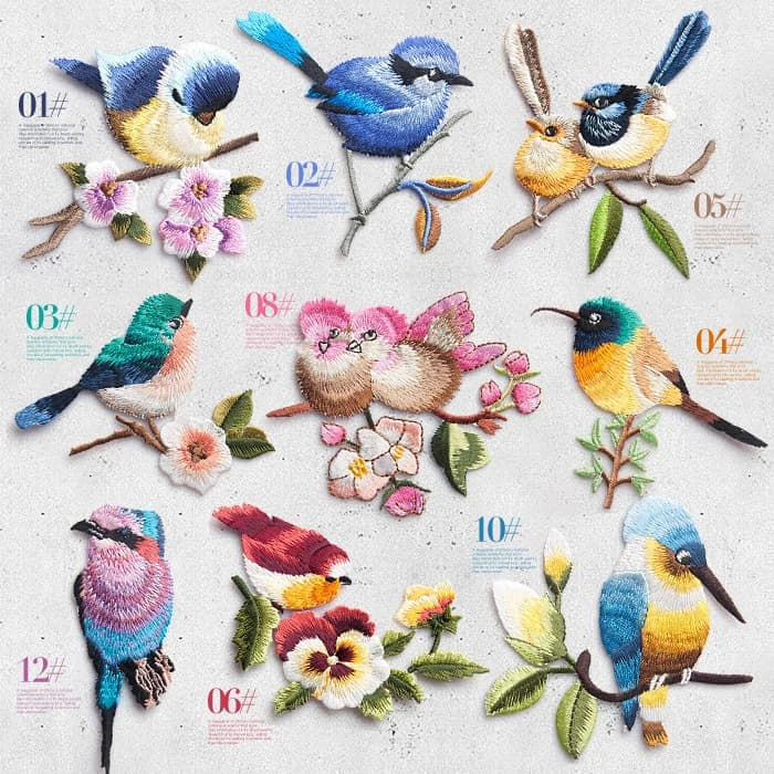 Patch per ricamo carino Patch per fiori di uccello per abbigliamento decorazione per borsa per scarpe ferro fai da te su Appliques di toppe