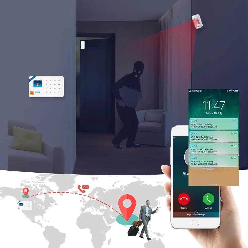Sistema di Allarme Domestico Wireless KERUI W181 con App Tuya Smart, WIFI, GSM, Sicurezza Antifurto per Casa, Sistema di Allarme con Telecamere Interne ed Esterne