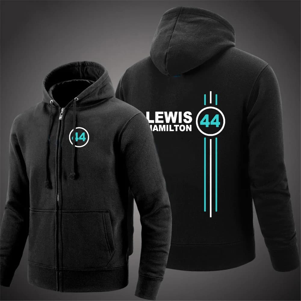 F1 driver Lewis Hamilton digital 44 Harajuku felpa con Zip giacca invernale abbigliamento popolare felpa con cappuccio da uomo tasca manica lunga top
