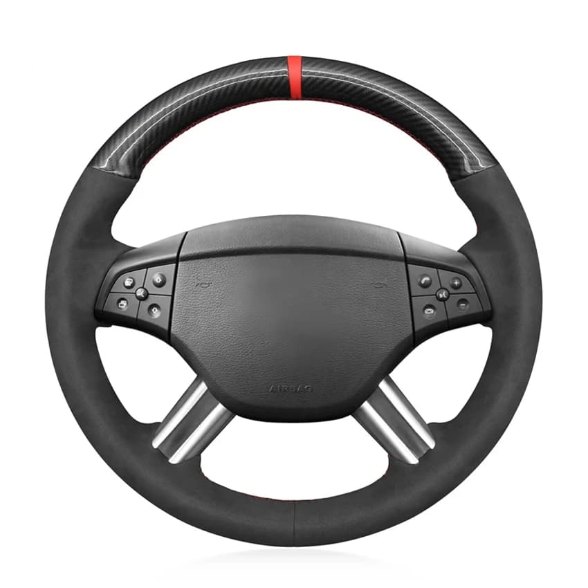 Coprivolante per auto in pelle scamosciata nera finta carbonio per Mercedes Benz Classe GL X164 Classe R Classe M W164 2005-2009