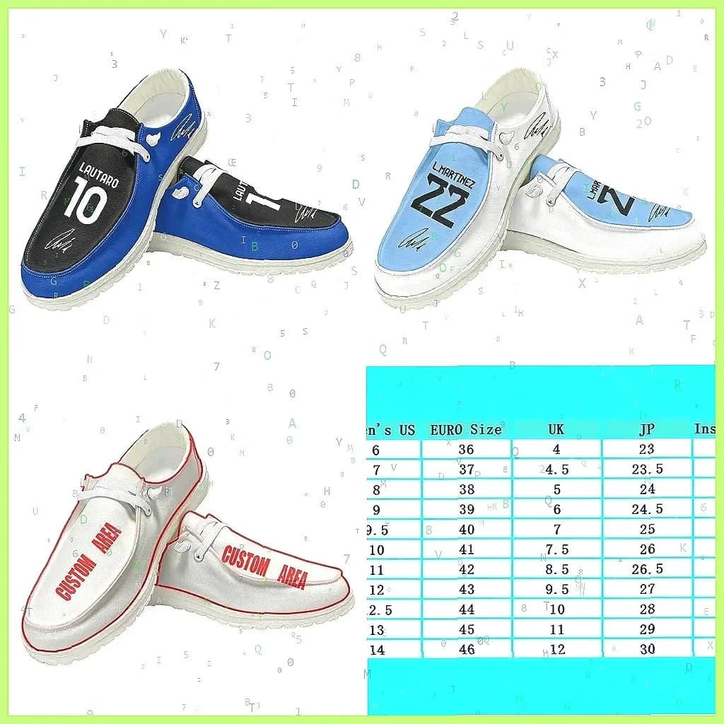 Mocassini Personalizzati Lautaro No.10 - Scarpe Casual Leggere per Uomo e Donna, Design Ispirato alla Stella del Calcio Argentina