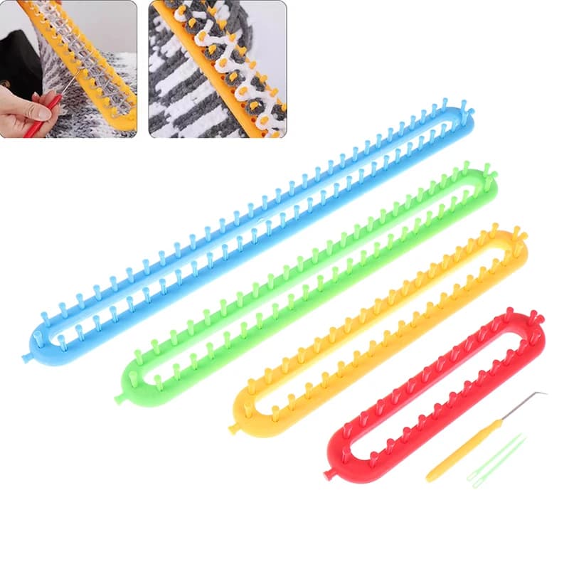 Kit telaio per maglieria con sciarpa rettangolare Set Sciarpe con ago da cucito Strumento artigianale fai-da-te