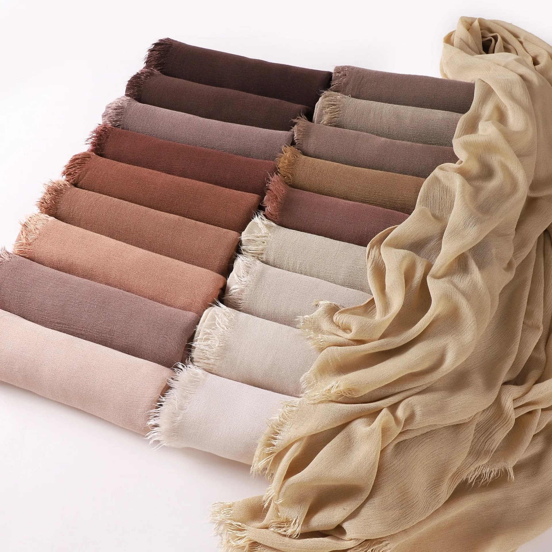 Sciarpa Lunga in Rayon Plissettata a Tinta Unita, Sciarpa in Lino-Cotone, Foulard, Sciarpa Protettiva Solare, Telo Mare da Viaggio nel Deserto