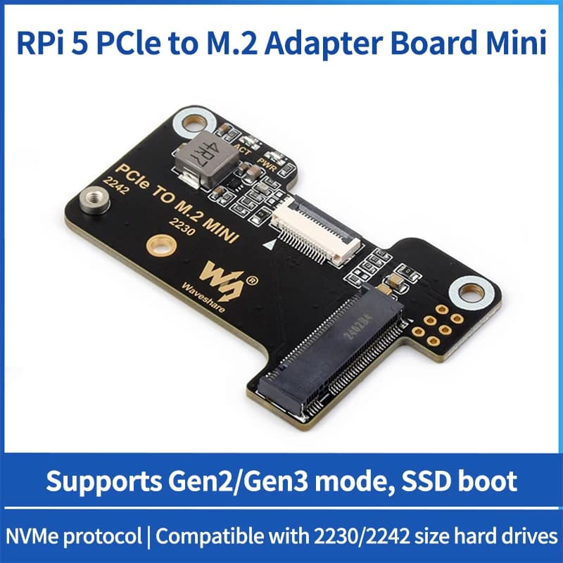 The mini Raspberry Pi 5 PCIe adapter to M.2 supports NVMe M.2 Solid State Drive NVMe HAT for Raspberry Pi 5